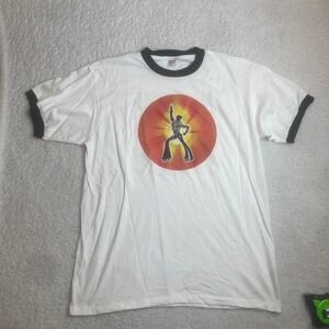Vintage Saturday night fever‎ men's white and black ringer tshirt USA made xl